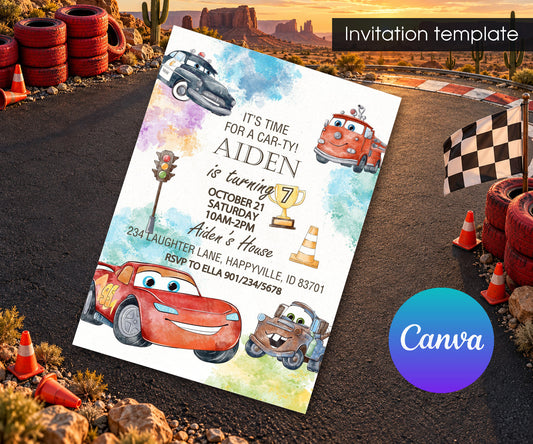 Cars Lightning McQueen Invitation mockup