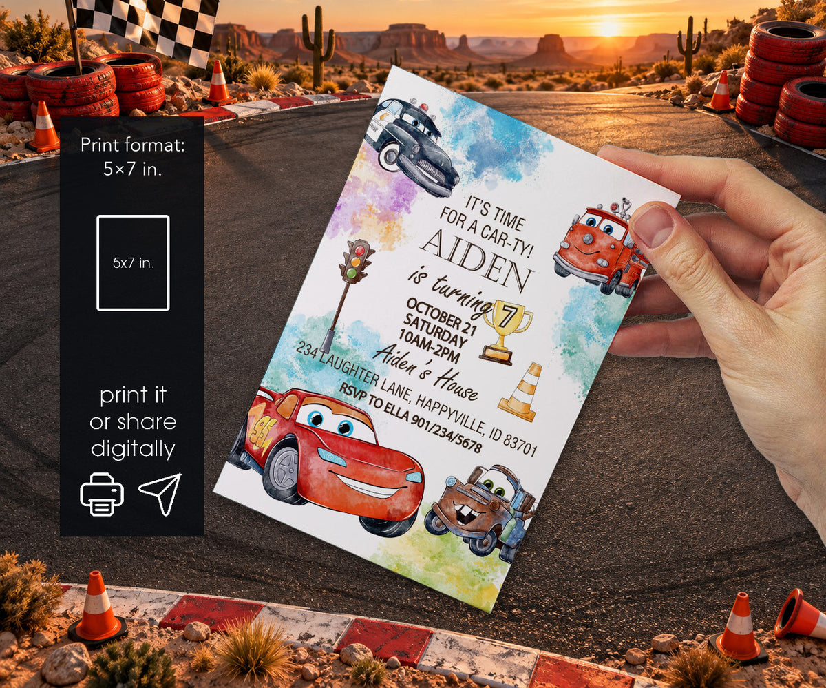Cars Lightning McQueen Invitation mockup