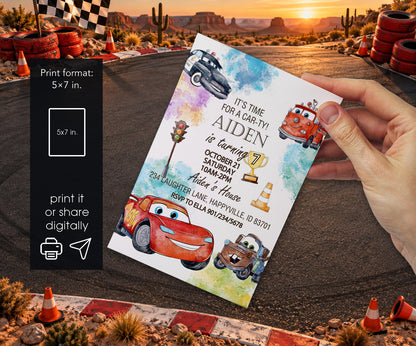 Cars Lightning McQueen Invitation mockup