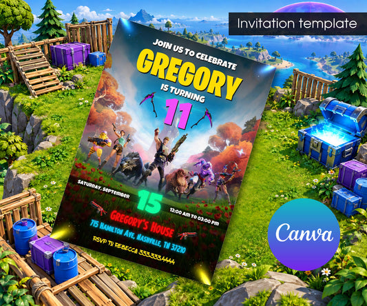 Fortnite Gamer Invitation mockup