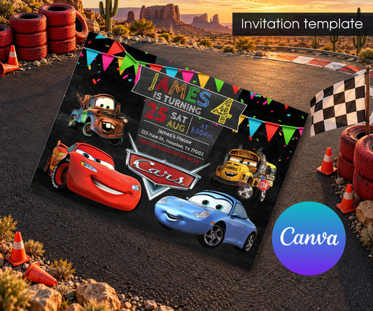 Cars Lightning McQueen Invitation mockup