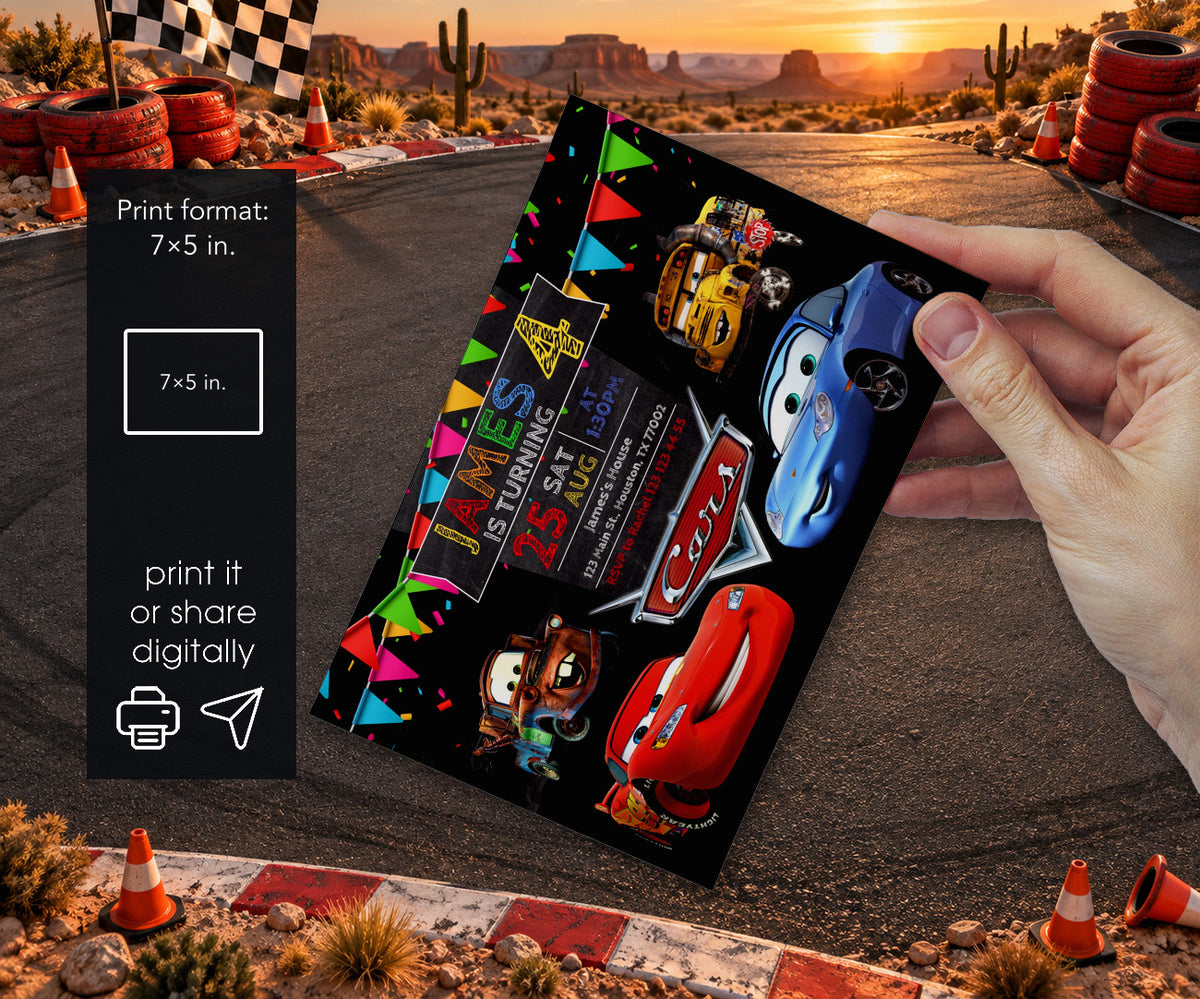 Cars Lightning McQueen Invitation mockup