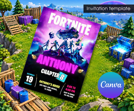 Fortnite Gamer Invitation mockup