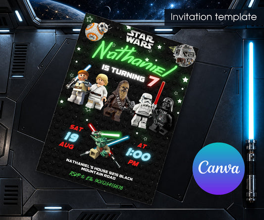 Star Wars Darth Vader Lego Minifigures Invitation mockup
