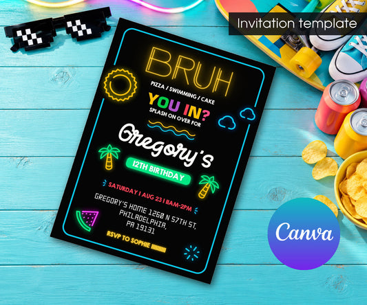 Bruh Pool Invitation mockup