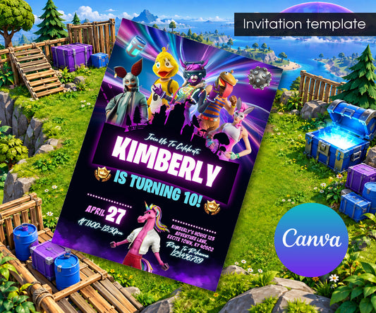 Fortnite Gamer Invitation mockup