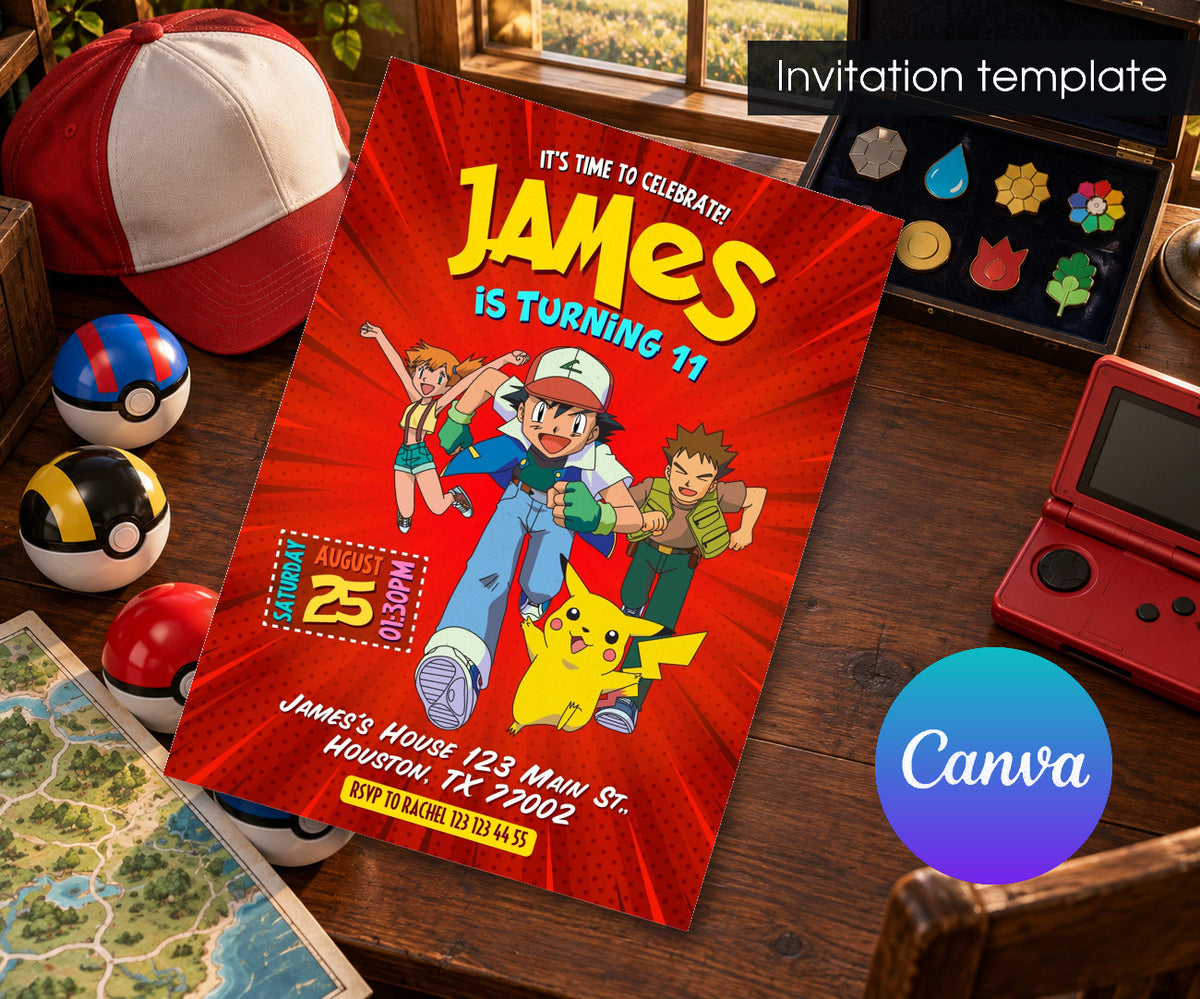 Pokemon Pikachu Invitation mockup