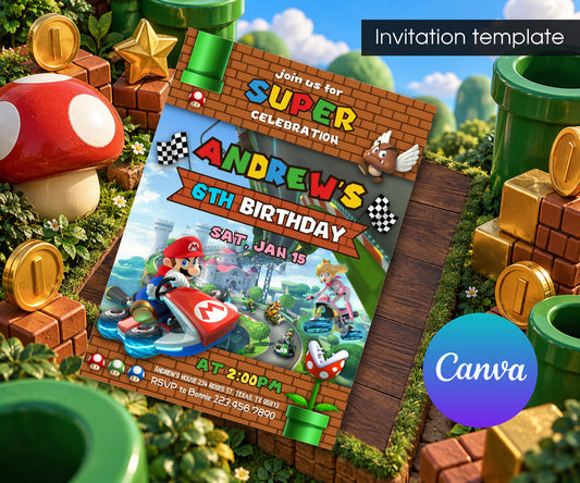 Mario Kart Gamer Invitation mockup