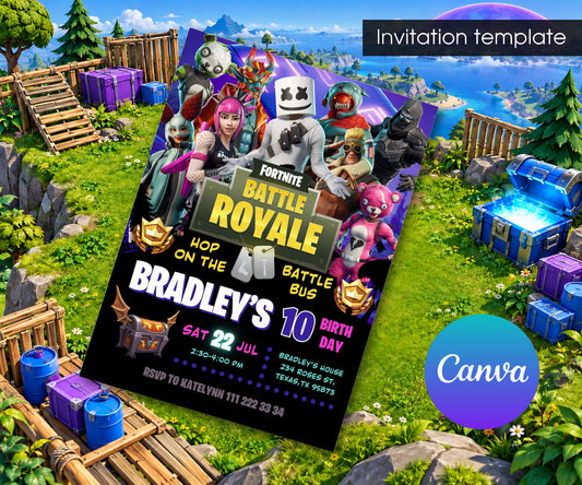 Fortnite Gamer Invitation mockup