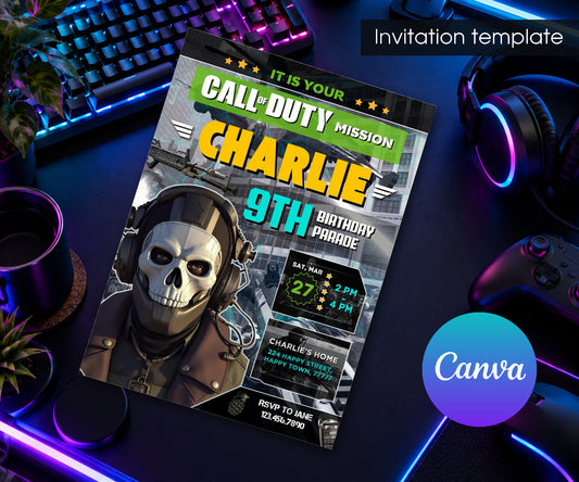 Call of Duty Gamer Invitation mockup