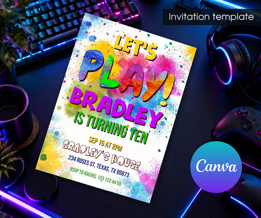Play Party Gamer Invitation mockup