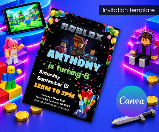 Roblox Gamer Invitation mockup