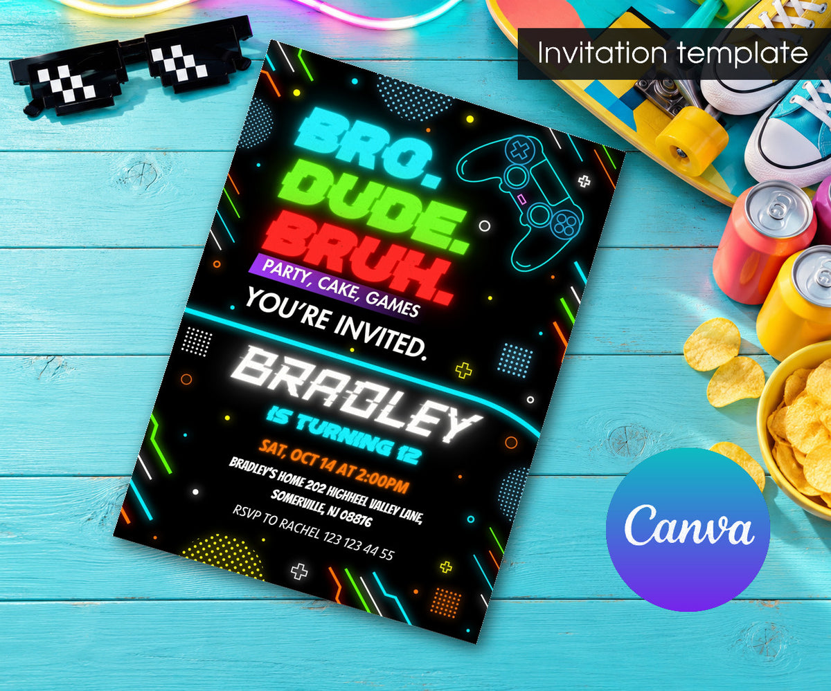 Bruh Gamer Invitation mockup
