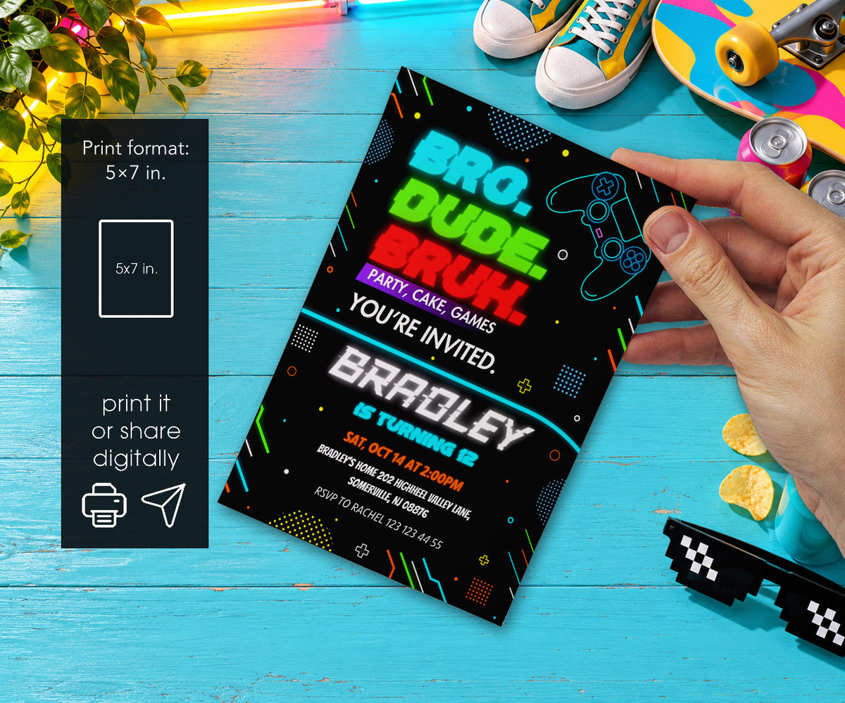 Bruh Gamer Invitation mockup