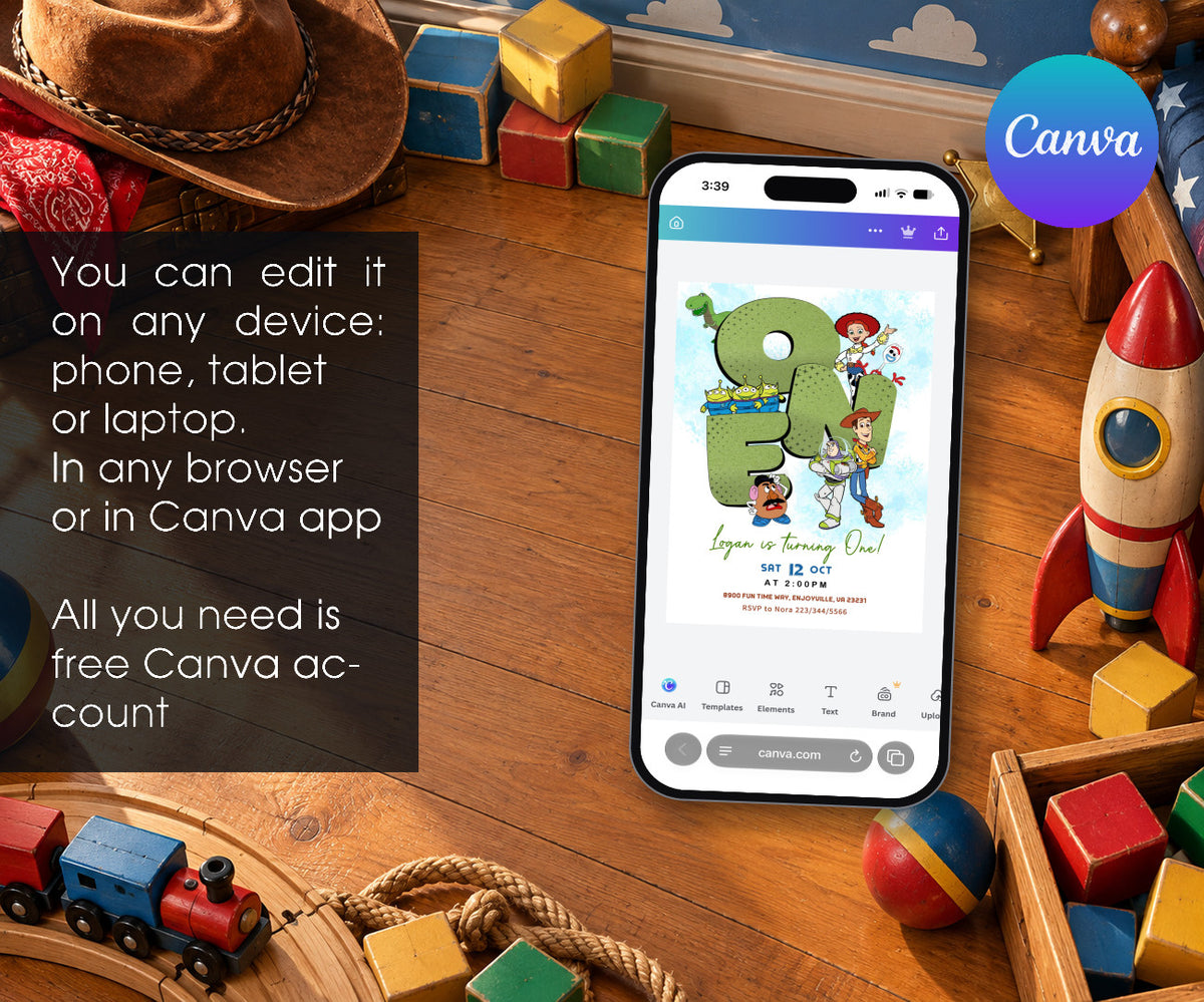 Toy Story Woody Invitation mockup