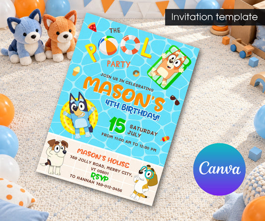 Bluey Bingo Pool Invitation mockup