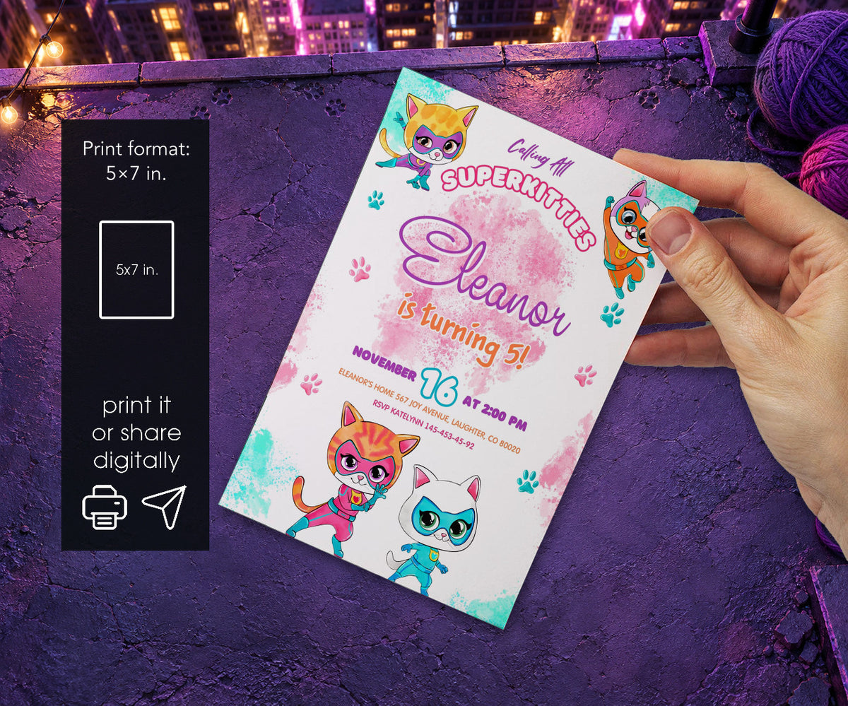 SuperKitties Invitation mockup