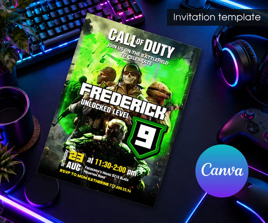 Call of Duty Gamer Invitation mockup