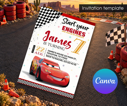 Cars Lightning McQueen Invitation mockup