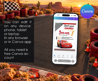 Cars Lightning McQueen Invitation mockup