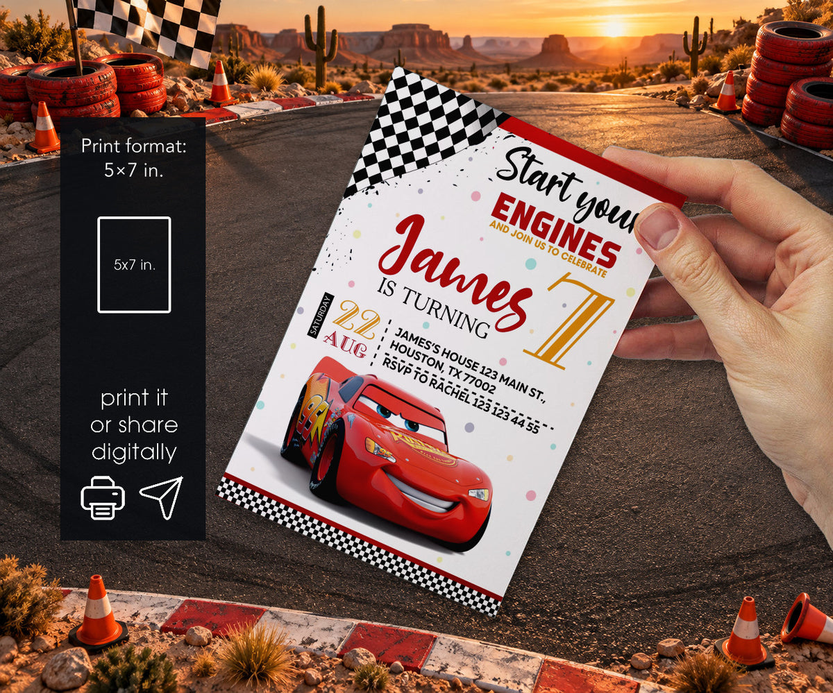 Cars Lightning McQueen Invitation mockup