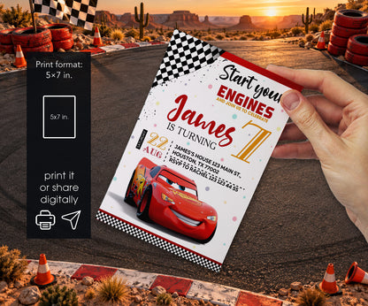 Cars Lightning McQueen Invitation mockup