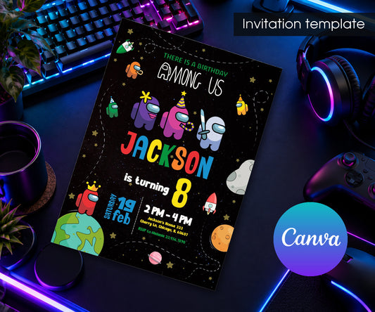 Among Us Gamer Invitation mockup