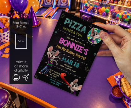 Chuck E. Cheese Invitation mockup