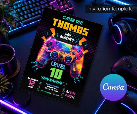 Gamer Party Invitation mockup