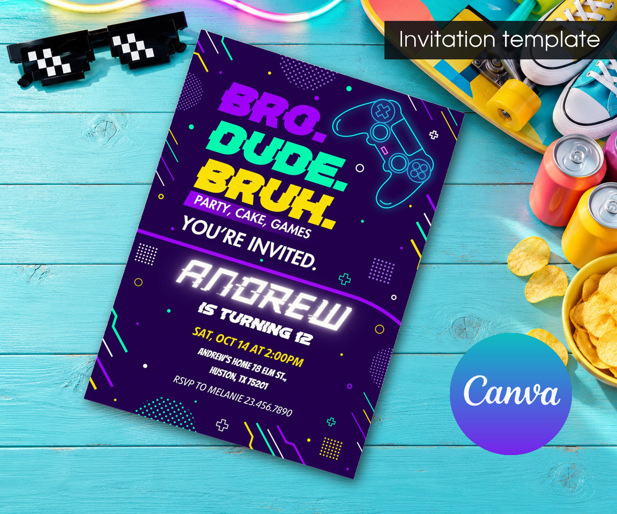 Bruh Gamer Invitation mockup