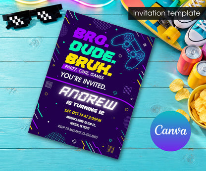 Bruh Gamer Invitation mockup