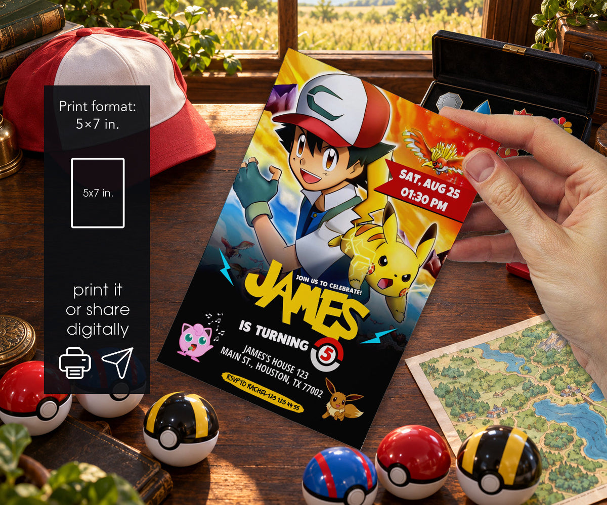 Pokemon Pikachu Invitation mockup