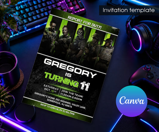 Call of Duty Gamer Invitation mockup
