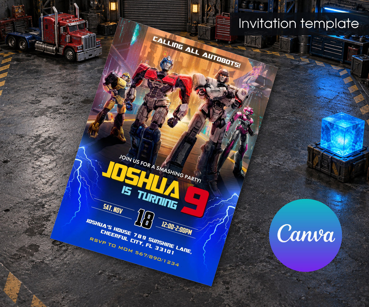 Transformers One Rescue Bots Invitation mockup