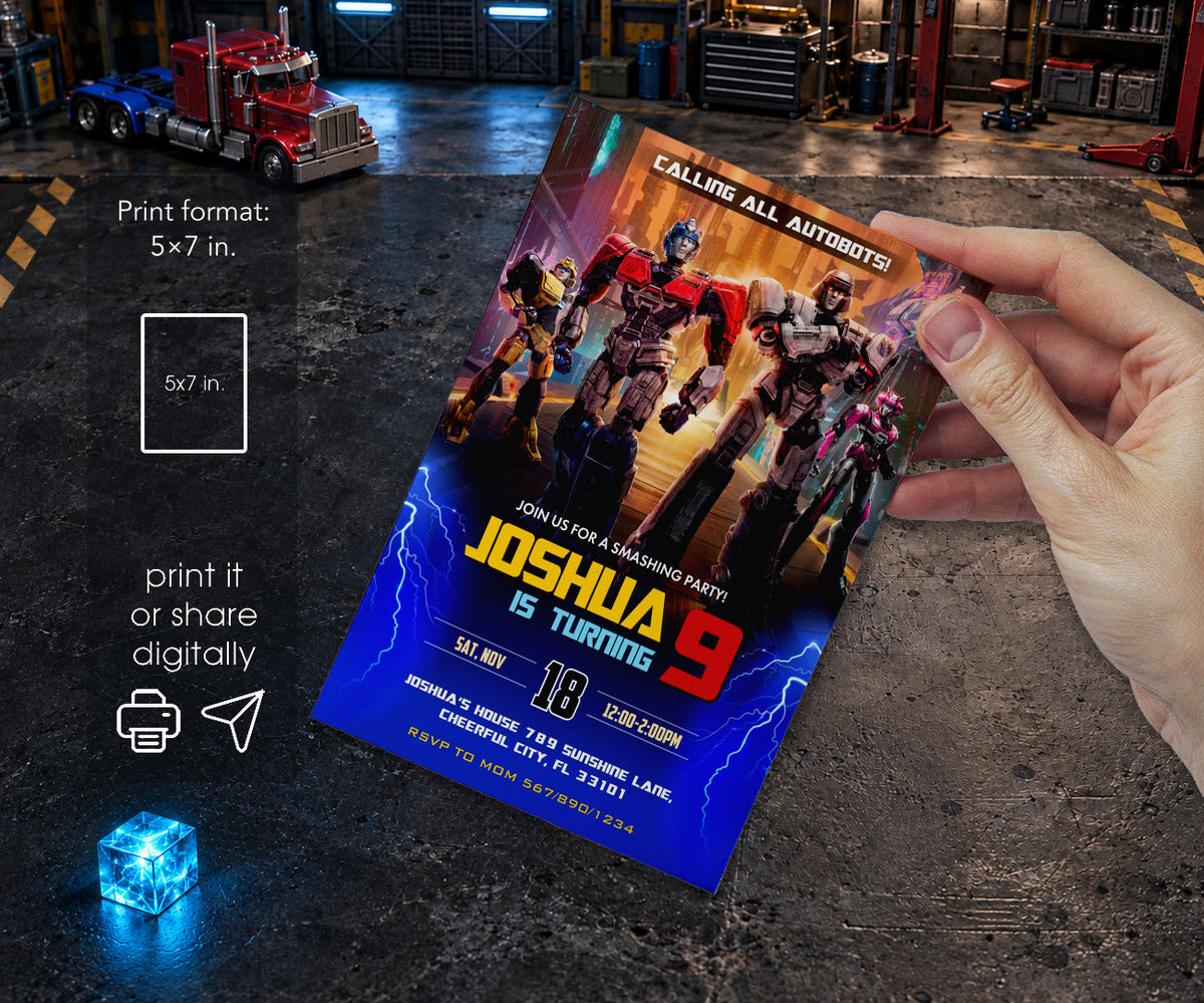 Transformers One Rescue Bots Invitation mockup