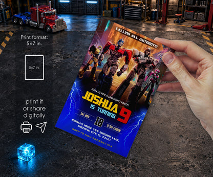 Transformers One Rescue Bots Invitation mockup