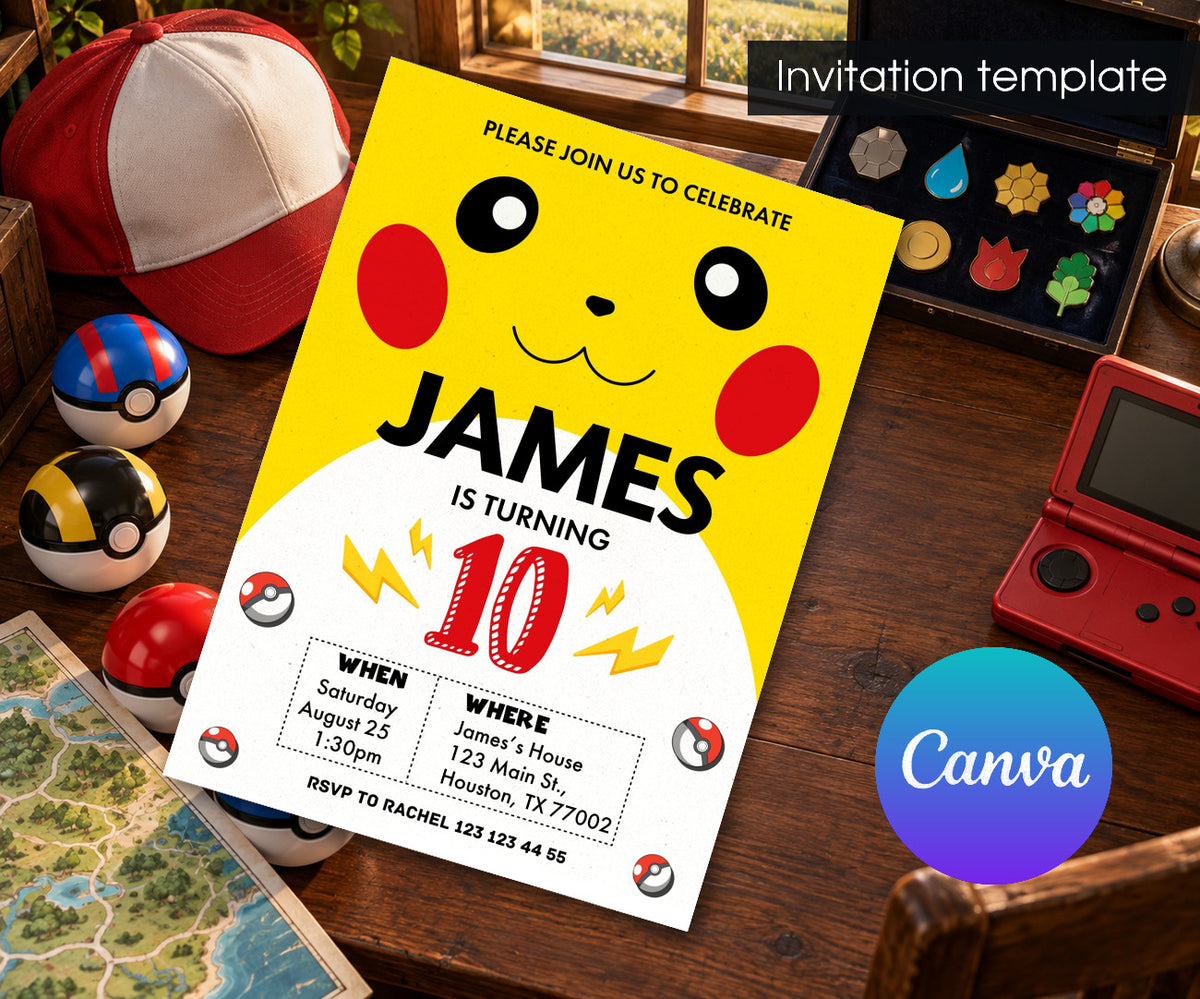 Pokemon Pikachu Invitation mockup
