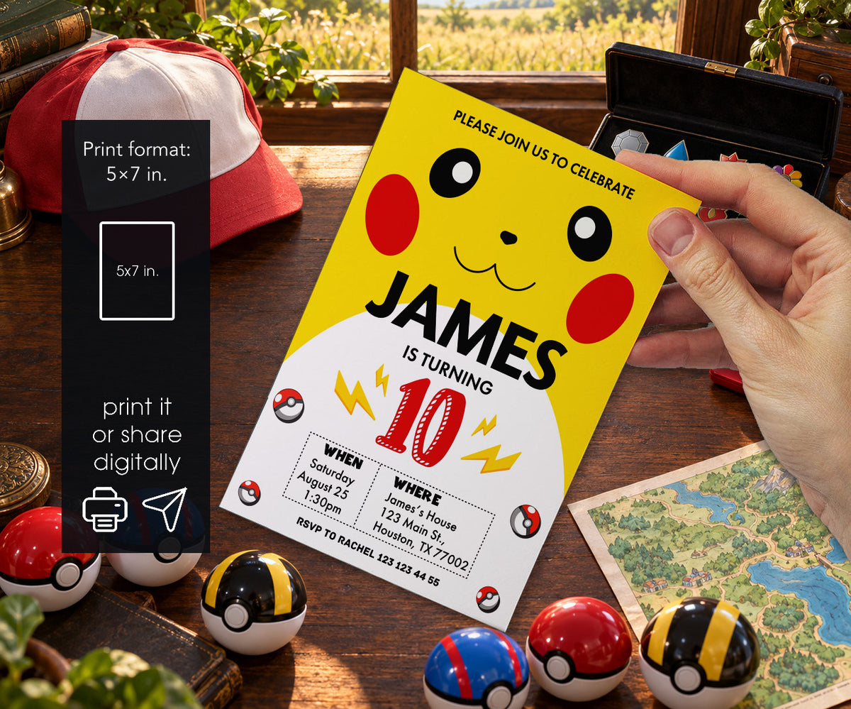 Pokemon Pikachu Invitation mockup