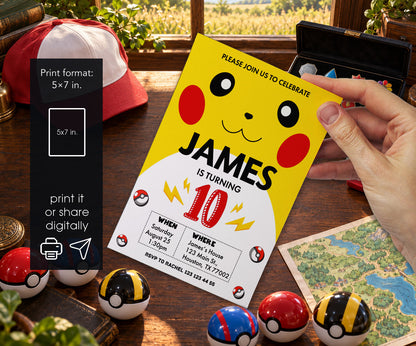Pokemon Pikachu Invitation mockup
