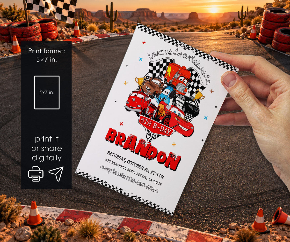 Cars Lightning McQueen Invitation mockup