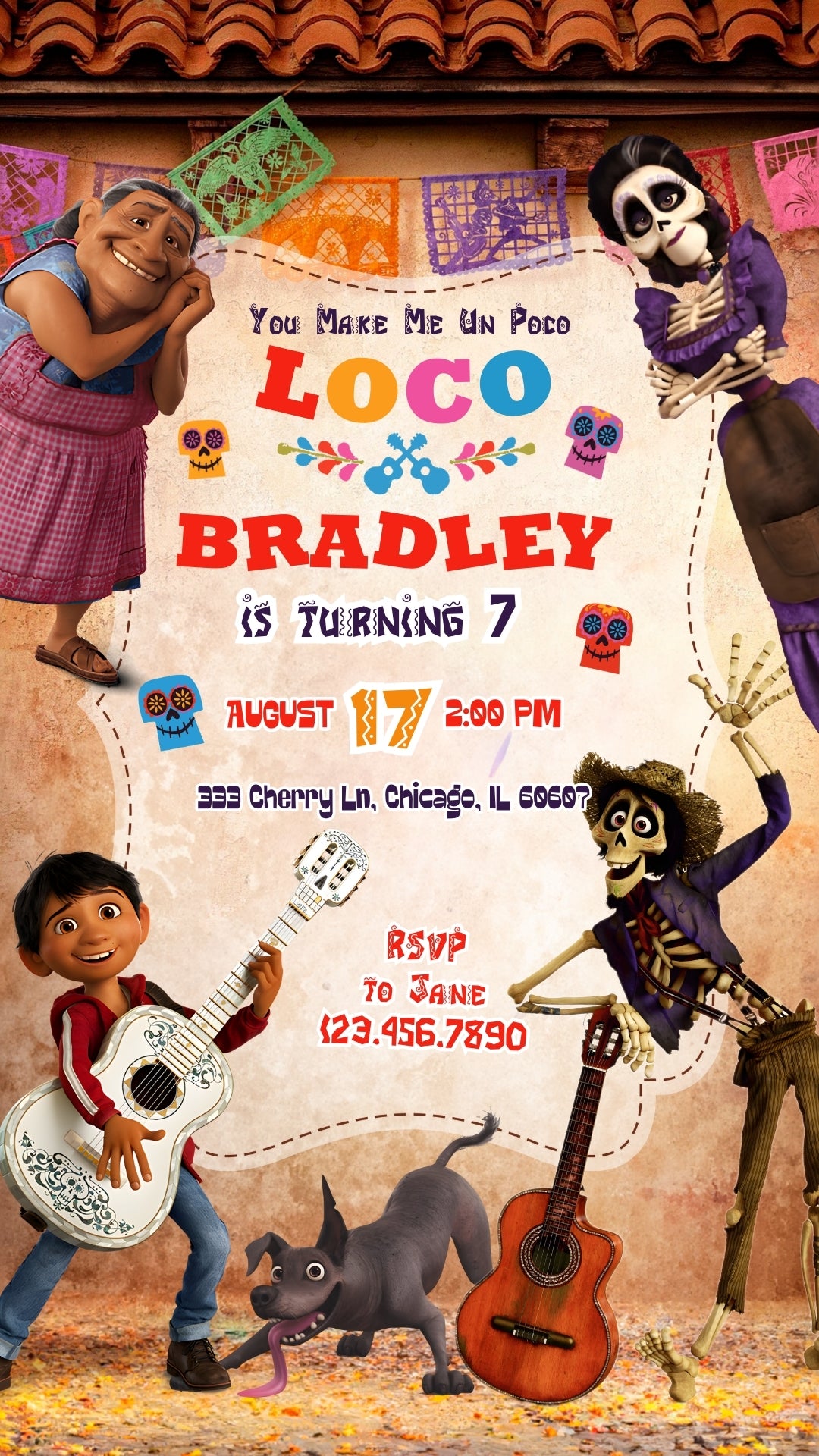 Coco Un Poco Loco Animated Birthday Invitation | Canva Template