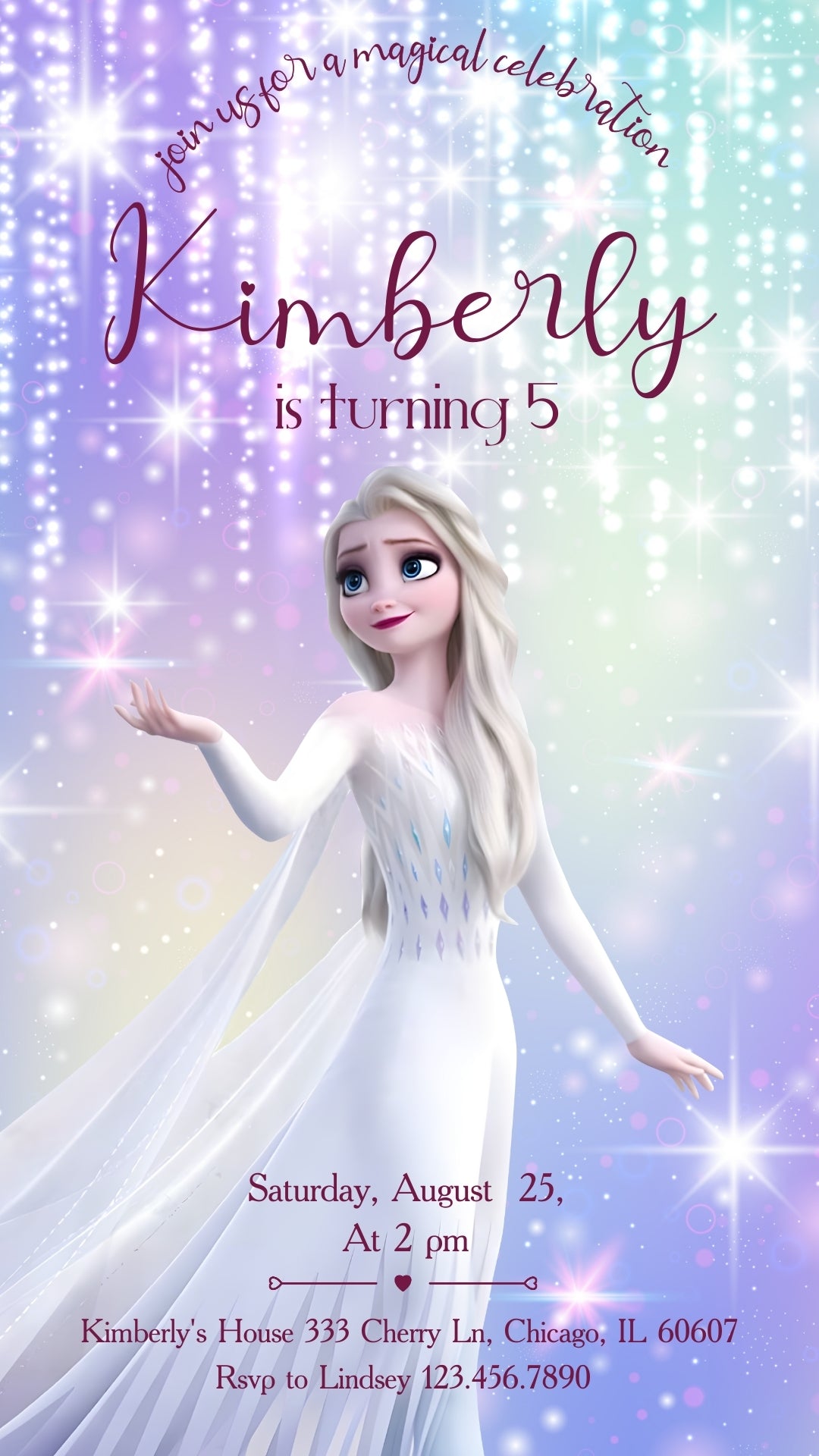 Elsa Sparkle Animated Birthday Invitation | Canva Template