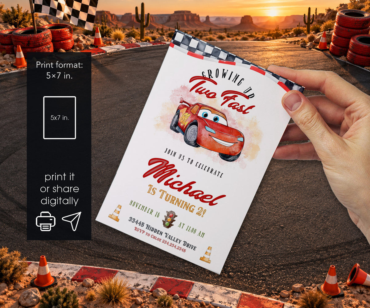 Cars Lightning McQueen Invitation mockup