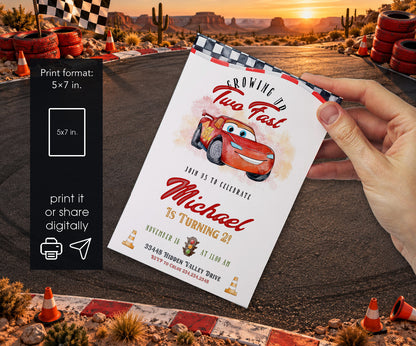 Cars Lightning McQueen Invitation mockup