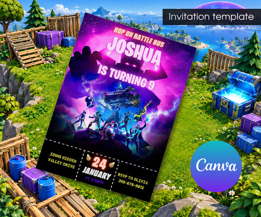Fortnite Gamer Invitation mockup