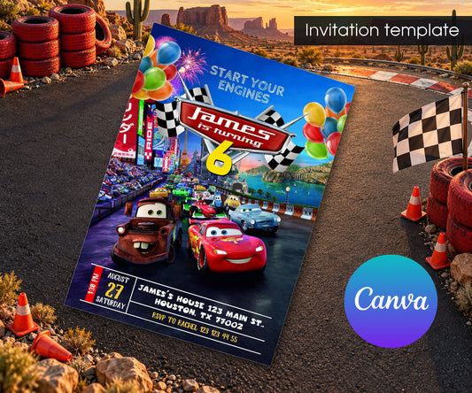 Cars Lightning McQueen Invitation mockup