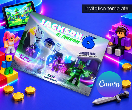 Roblox Gamer Invitation mockup