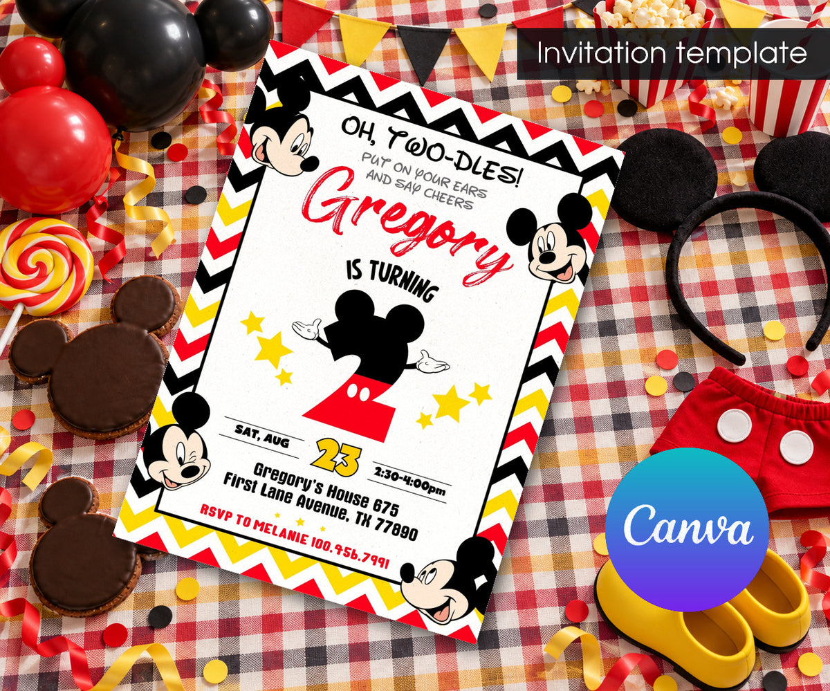 Mickey Mouse 2nd Birthday Invitation mockup