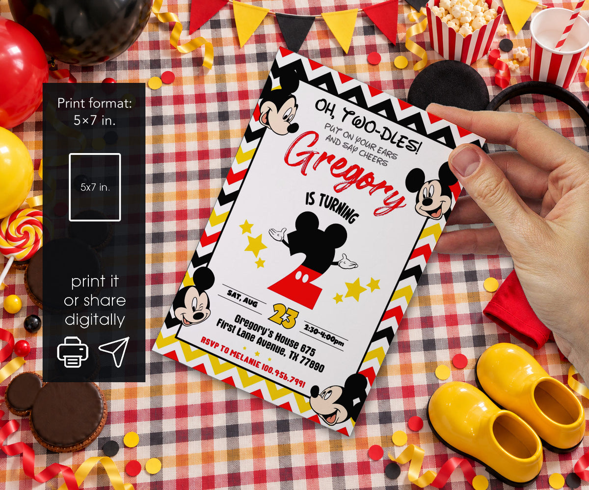 Mickey Mouse 2nd Birthday Invitation mockup