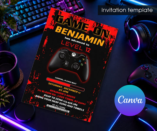 Gamer Party Invitation mockup